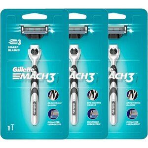 Gillette Mach3 Razor for Men, 1 Razor Handle + 1 Blade Refill - 3PK